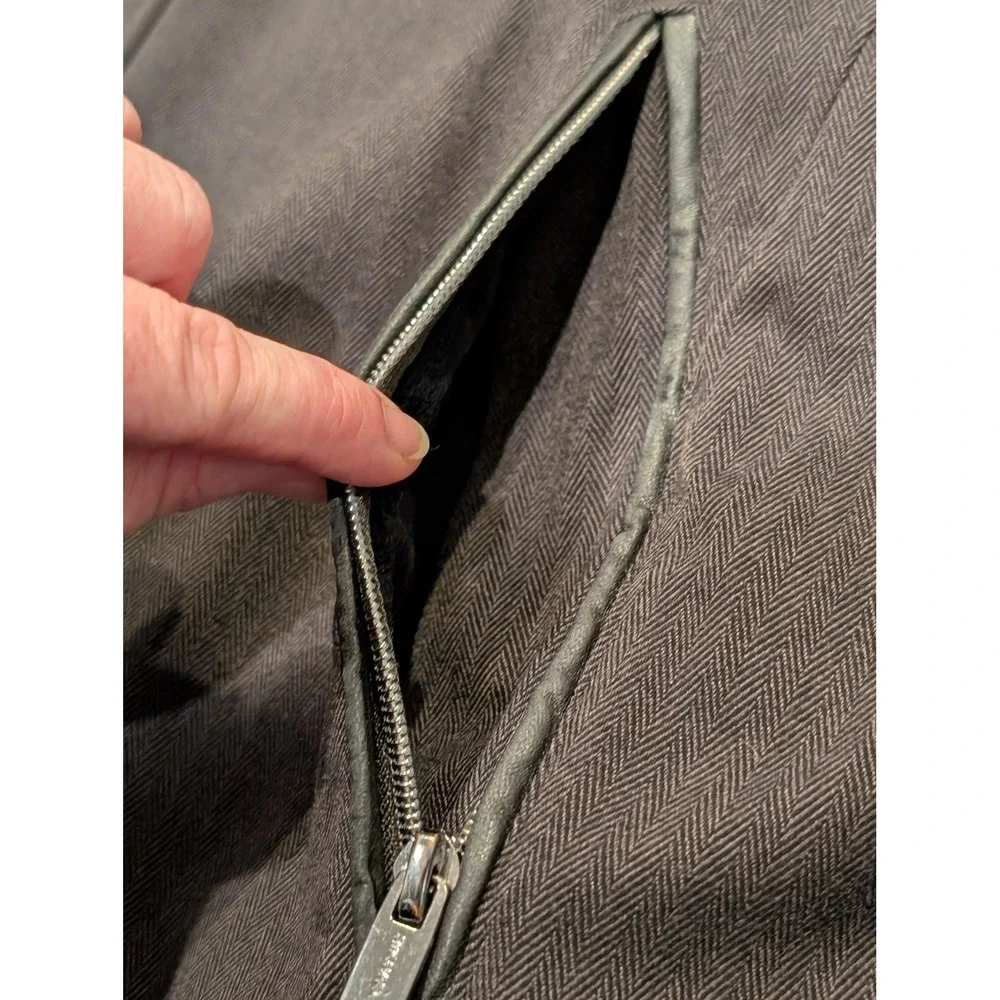Michael Kors Coat Mens L Charcoal Herringbone Zip Quilted Lined‎ Water Resistant